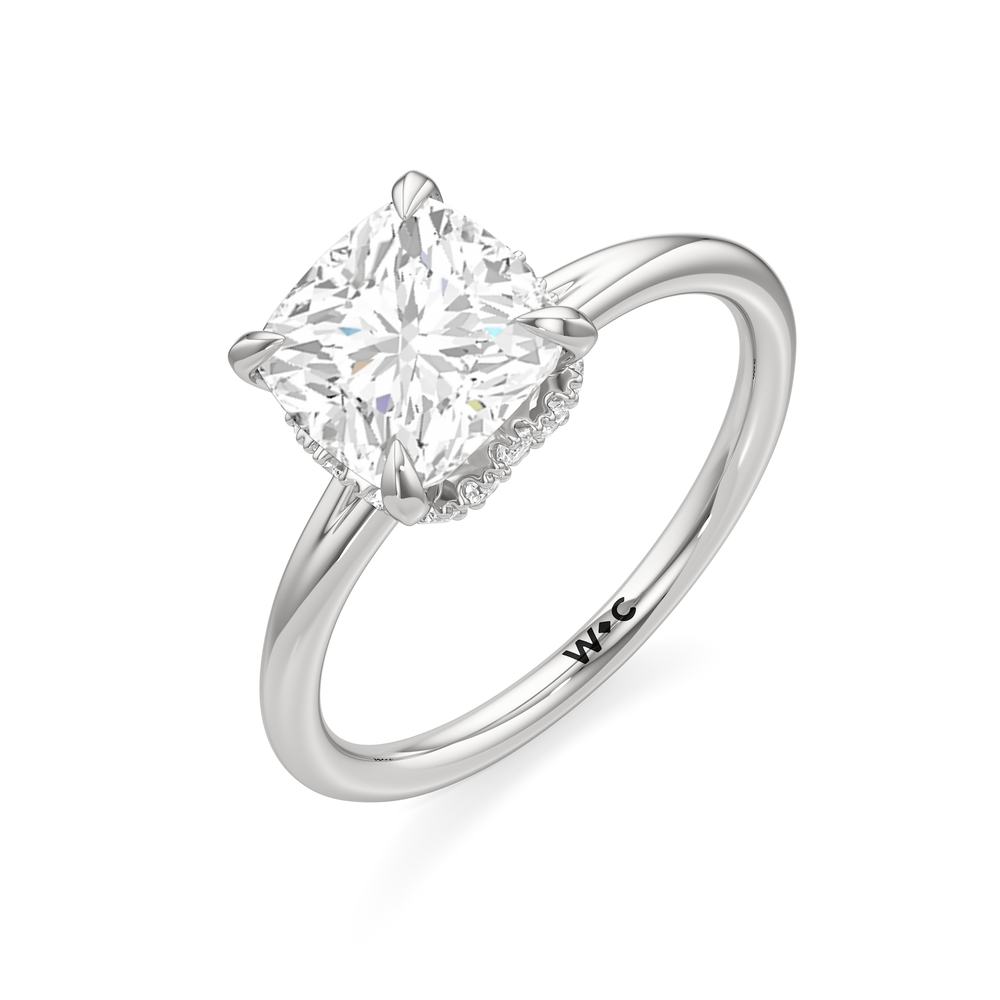 Cushion Cut Crown Halo Low-Profile Engagement Ring with Lab Grown Diamond in 14KT Platinum view 6
