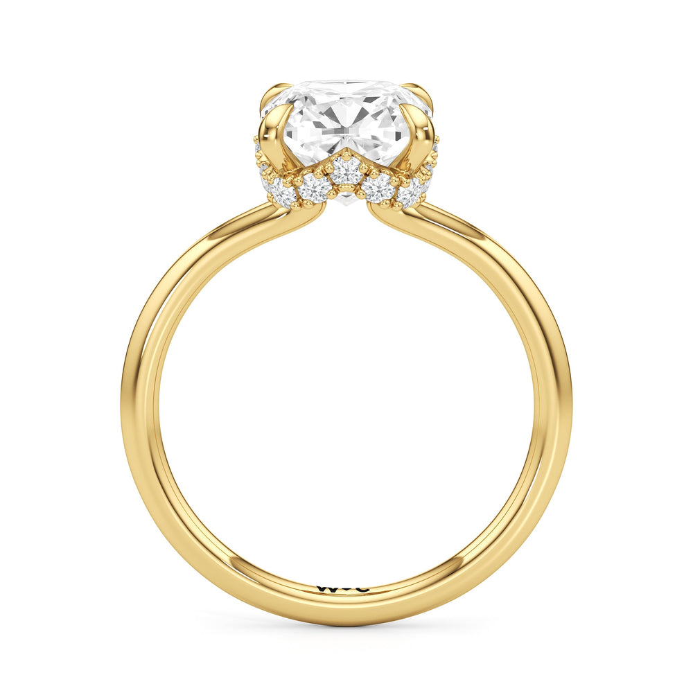 Cushion Cut Crown Halo Low-Profile Engagement Ring with Lab Grown Diamond in 14KT Yellow Gold view 5
