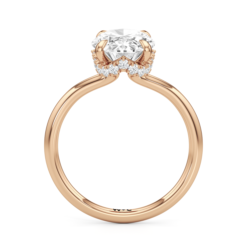 Oval Cut Crown Halo Low-Profile Engagement Ring with Lab Grown Diamond in 14KT Rose Gold view 5
