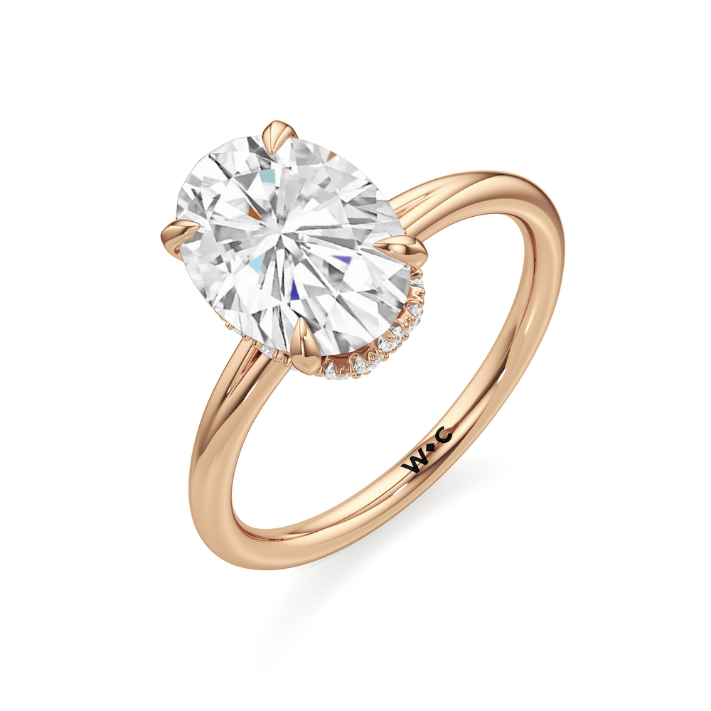 Oval Cut Crown Halo Low-Profile Engagement Ring with Lab Grown Diamond in 14KT Rose Gold view 6
