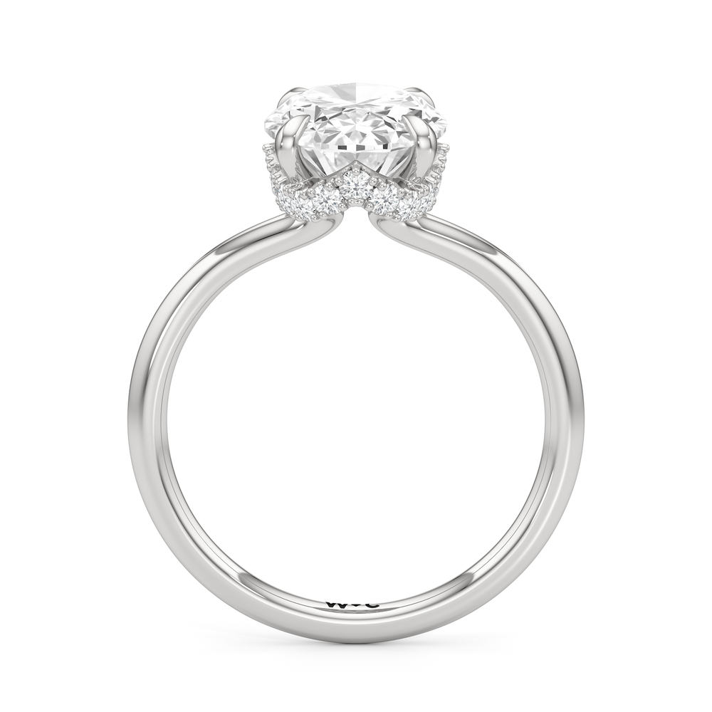 Oval Cut Crown Halo Low-Profile Engagement Ring with Lab Grown Diamond in 14KT Platinum view 5
