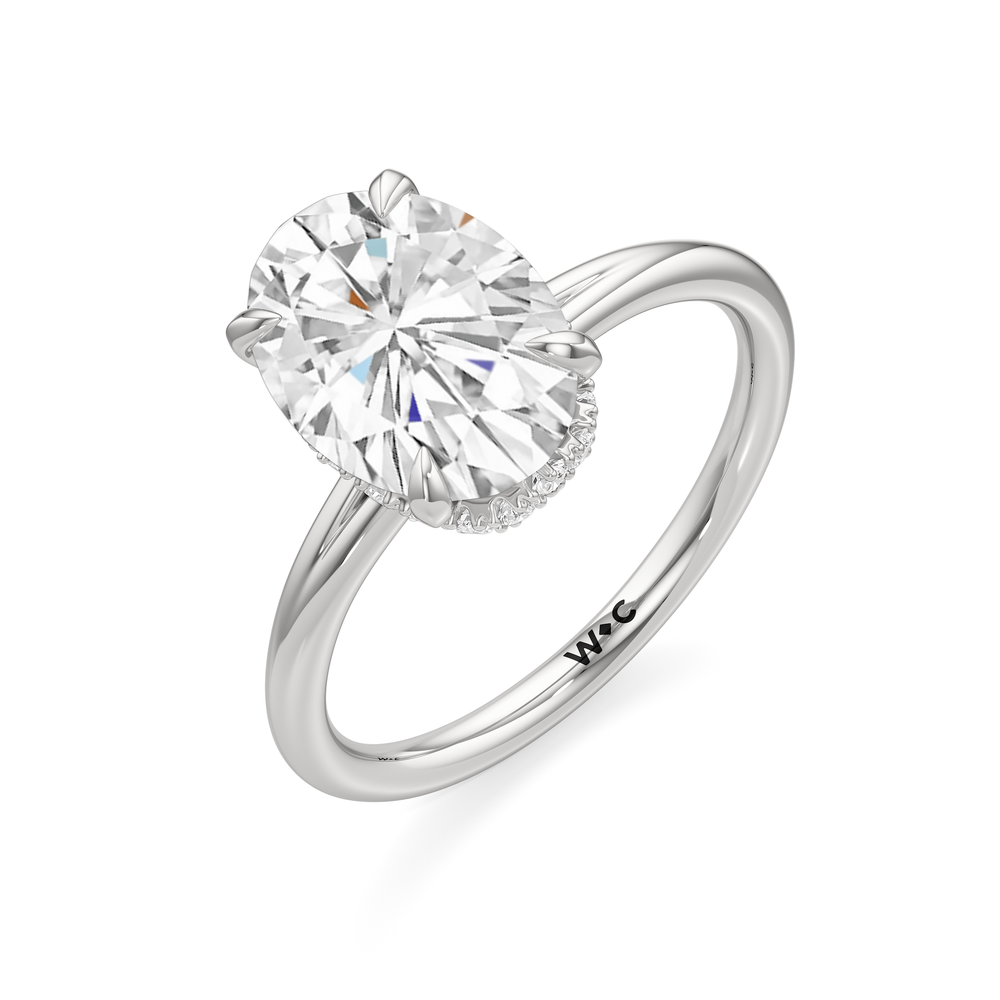 Oval Cut Crown Halo Low-Profile Engagement Ring with Lab Grown Diamond in 14KT Platinum view 6
