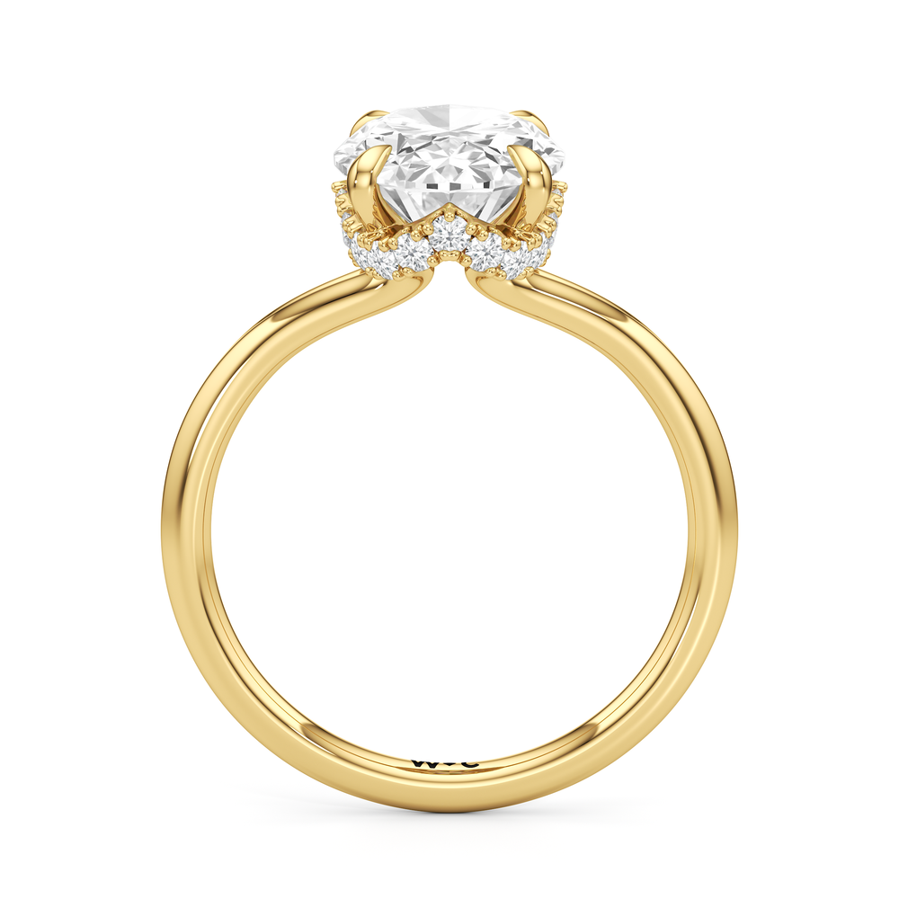 Oval Cut Crown Halo Low-Profile Engagement Ring with Lab Grown Diamond in 14KT Yellow Gold view 5
