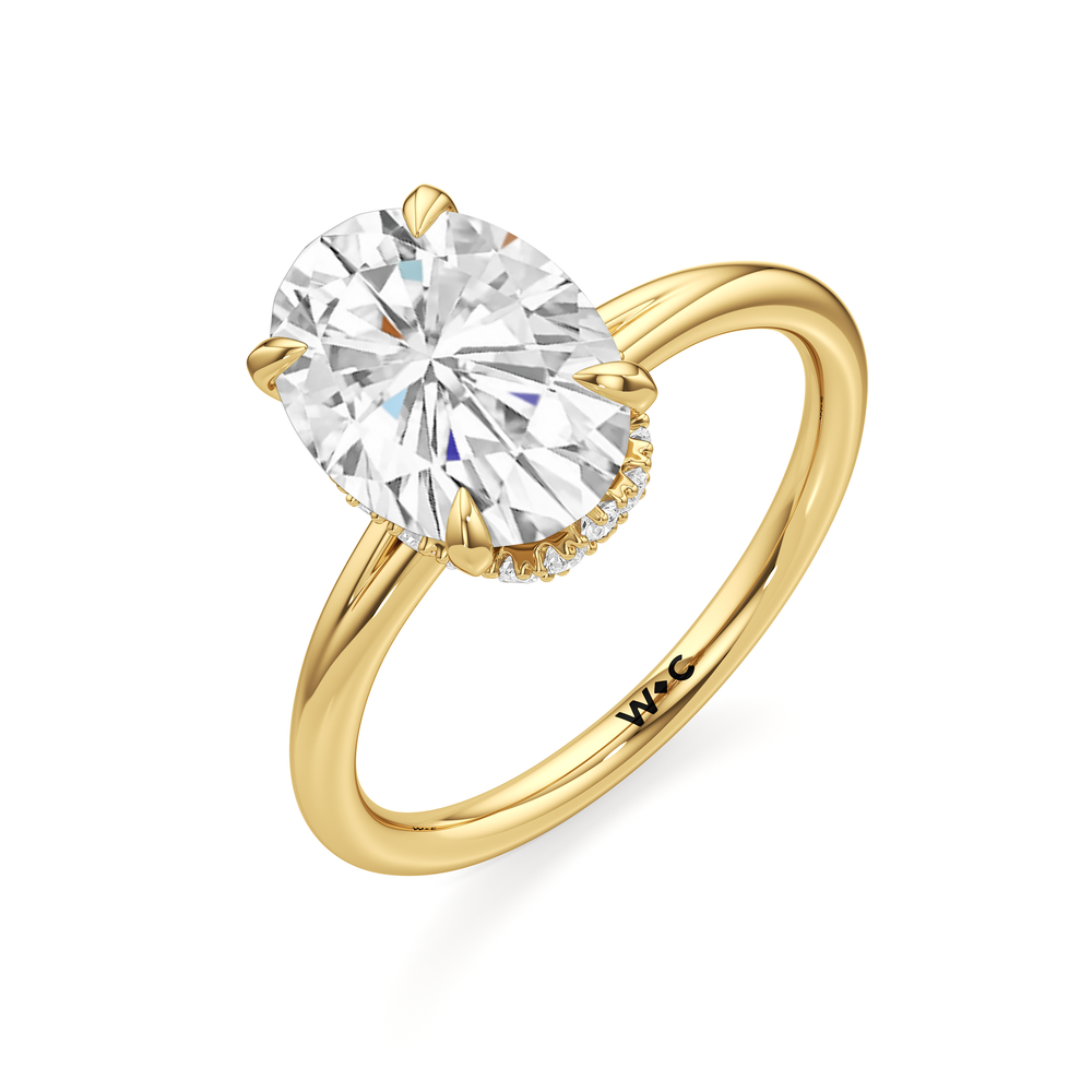 Oval Cut Crown Halo Low-Profile Engagement Ring with Lab Grown Diamond in 14KT Yellow Gold view 6
