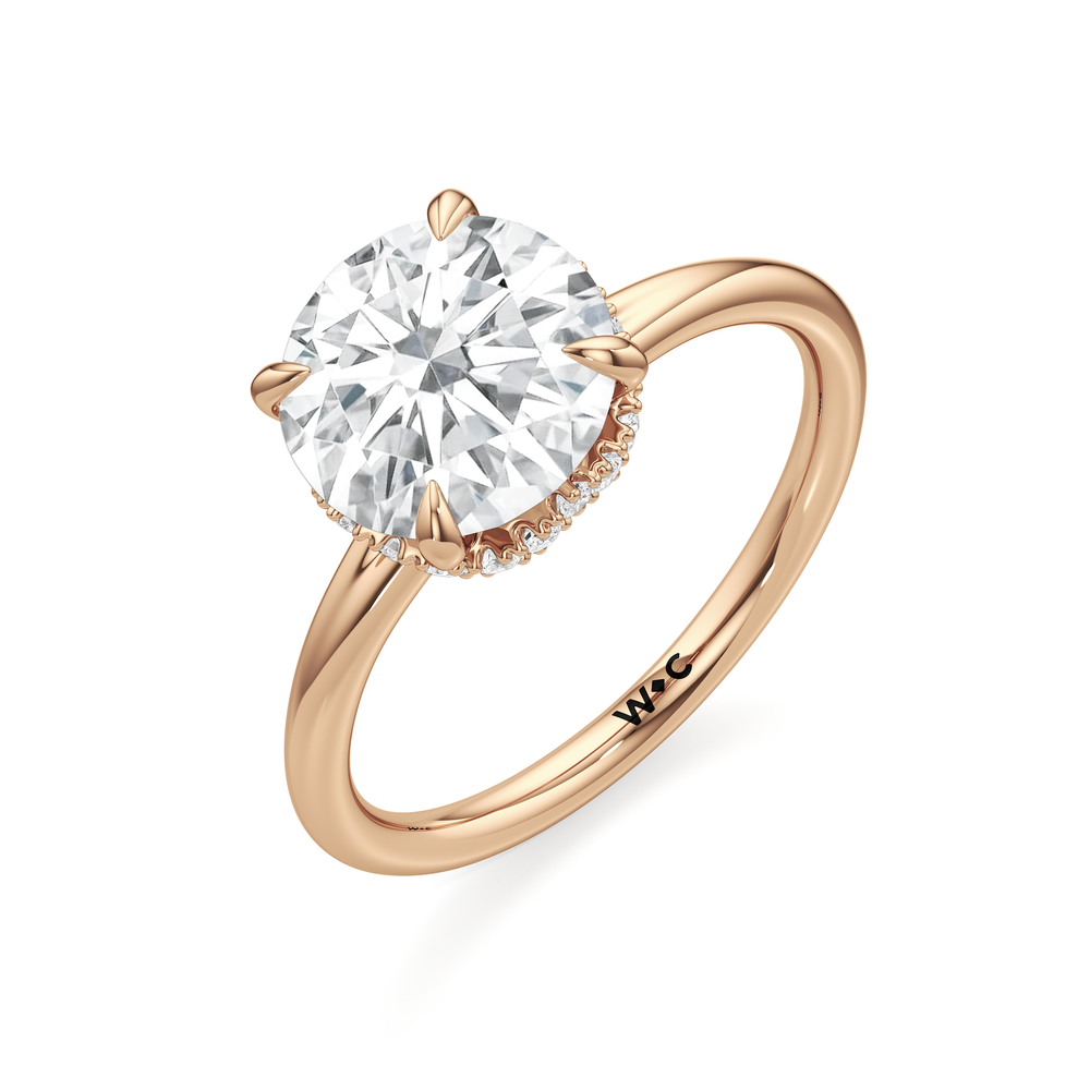 Round Cut Crown Halo Low-Profile Engagement Ring with Lab Grown Diamond in 14KT Rose Gold view 6

