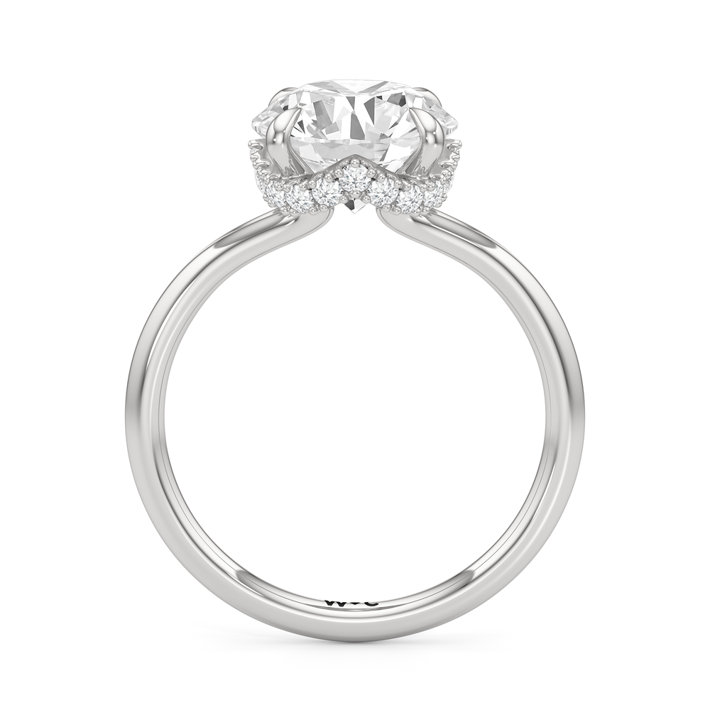 Round Cut Crown Halo Low-Profile Engagement Ring with Lab Grown Diamond in 14KT Platinum view 5
