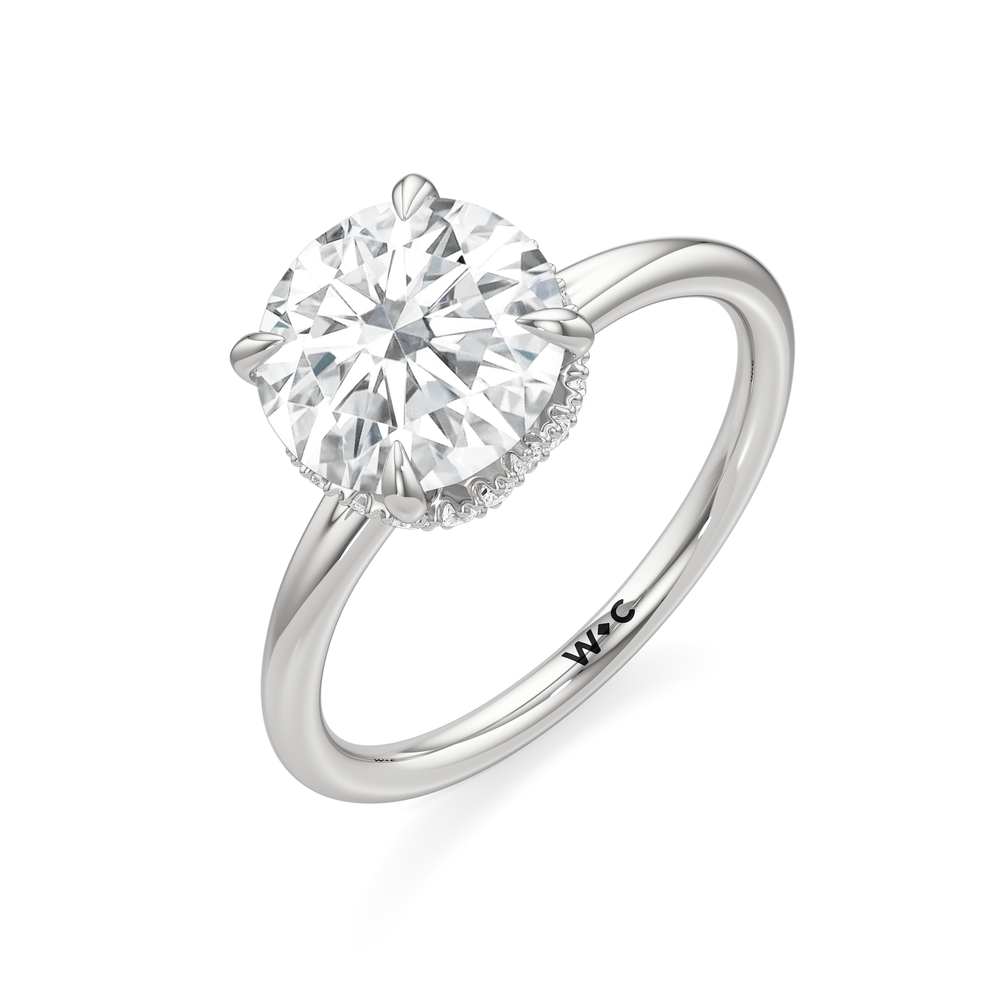 Round Cut Crown Halo Low-Profile Engagement Ring with Lab Grown Diamond in 14KT Platinum view 6
