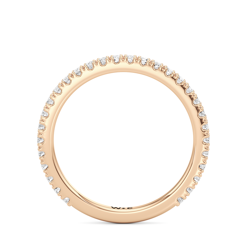 Half Bezel Low-Profile Wedding Band with 18KT Rose Gold Cut Diamond in 14KT Rose Gold view 4
