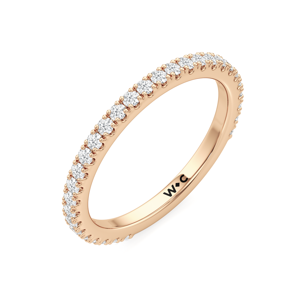 Half Bezel Low-Profile Wedding Band with 18KT Rose Gold Cut Diamond in 14KT Rose Gold view 5
