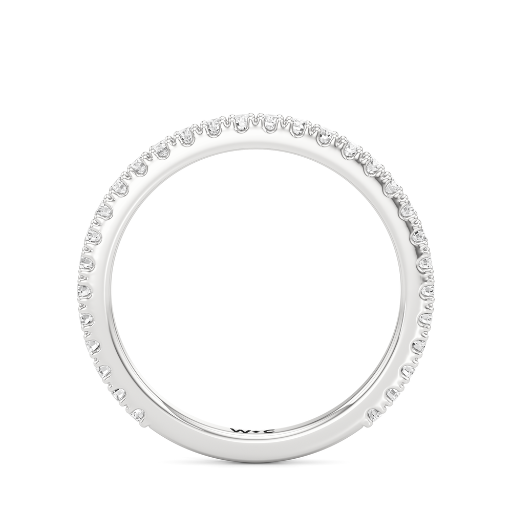Half Bezel Low-Profile Wedding Band with Platinum Cut Diamond in 14KT Platinum view 4
