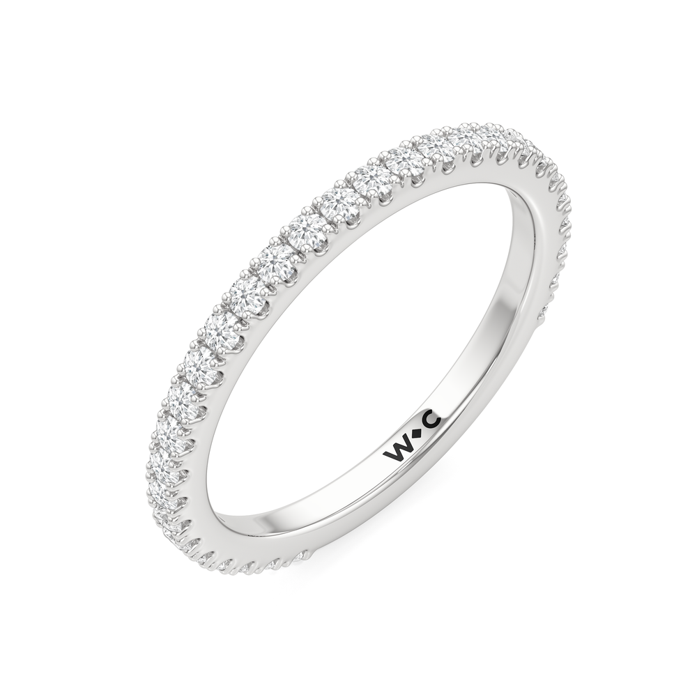 Half Bezel Low-Profile Wedding Band with Platinum Cut Diamond in 14KT Platinum view 5

