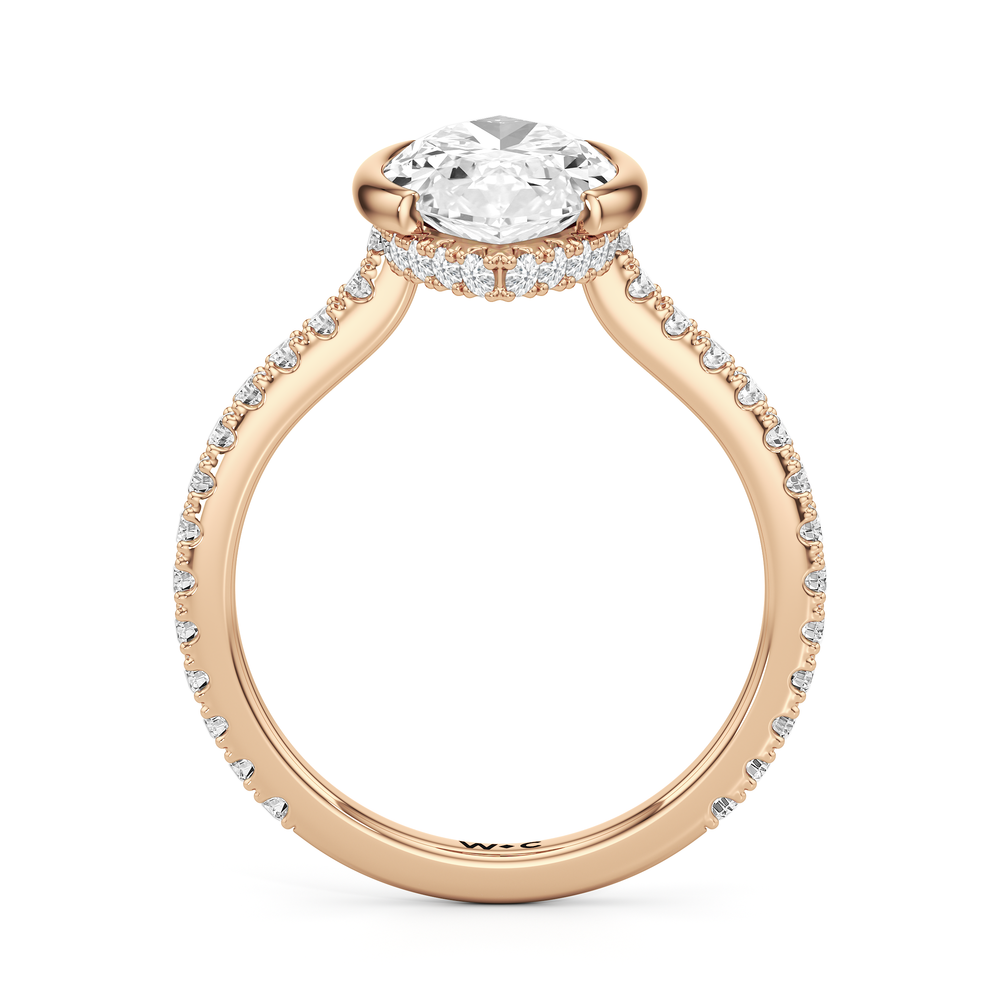 Marquise Cut Half Bezel Low-Profile Engagement Ring with Lab Grown Diamond in 14KT Rose Gold view 5
