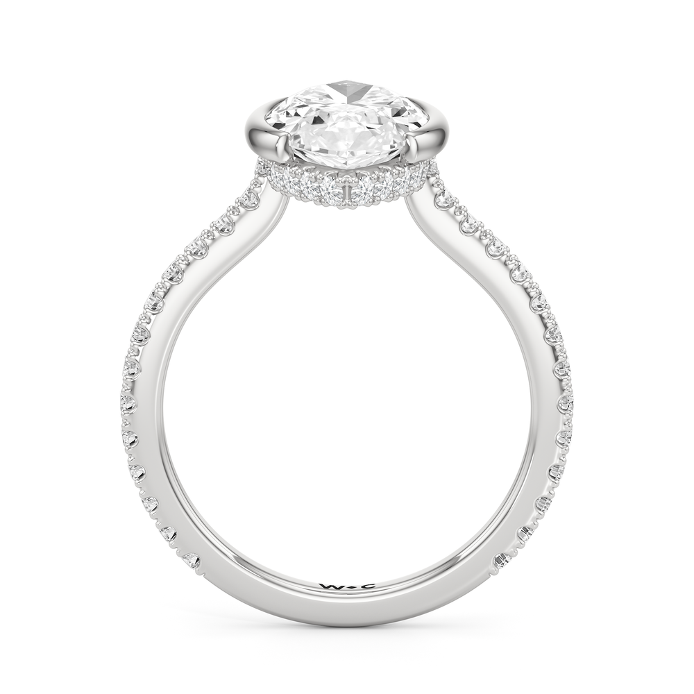 Marquise Cut Half Bezel Low-Profile Engagement Ring with Lab Grown Diamond in 14KT Platinum view 5
