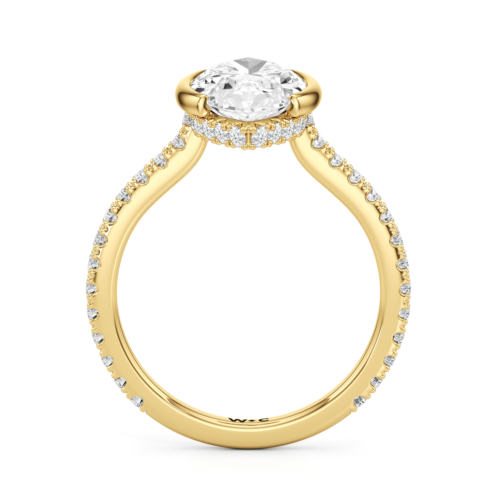Marquise Cut Half Bezel Low-Profile Engagement Ring with Lab Grown Diamond in 14KT Yellow Gold view 5
