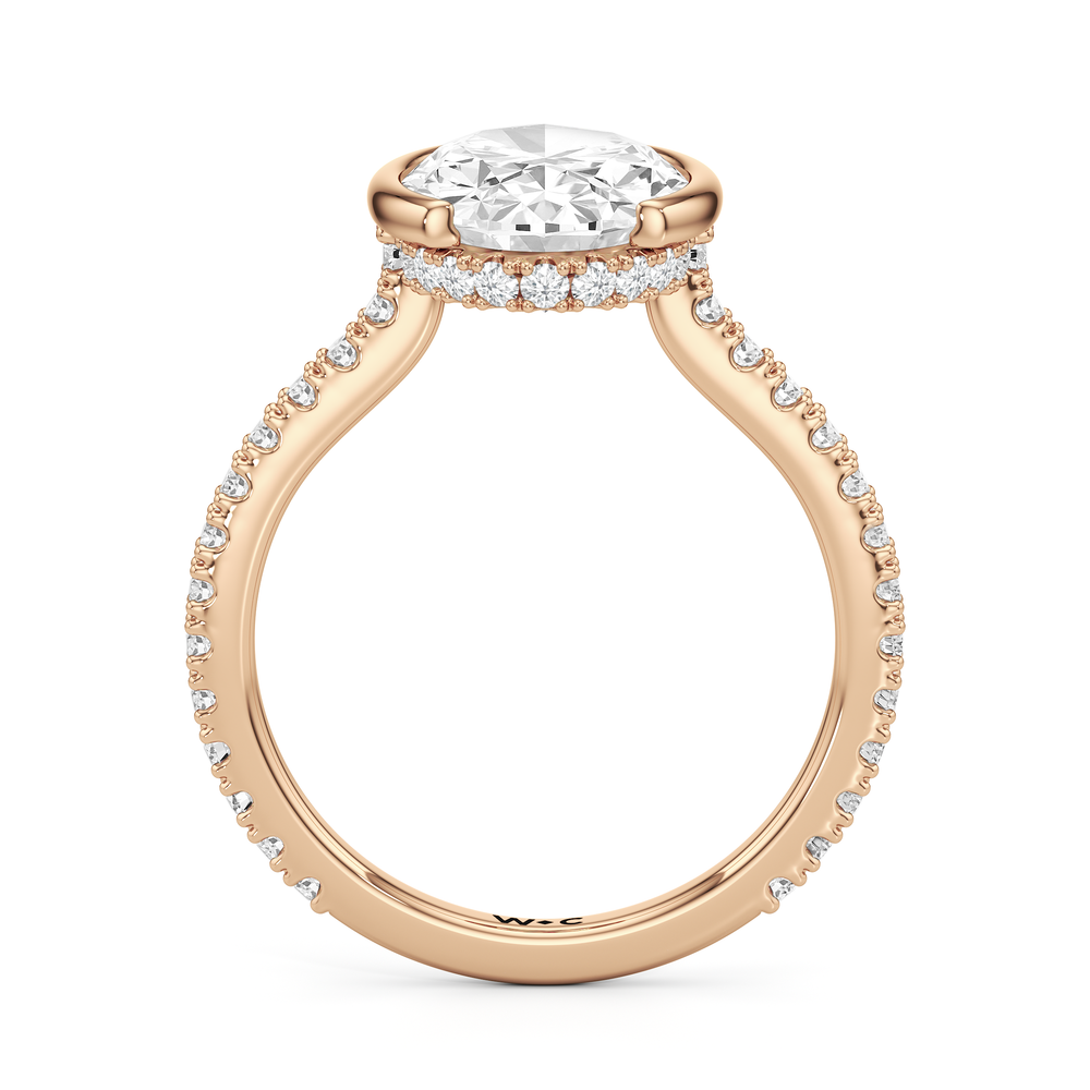 Oval Cut Half Bezel Low-Profile Engagement Ring with Lab Grown Diamond in 14KT Rose Gold view 5
