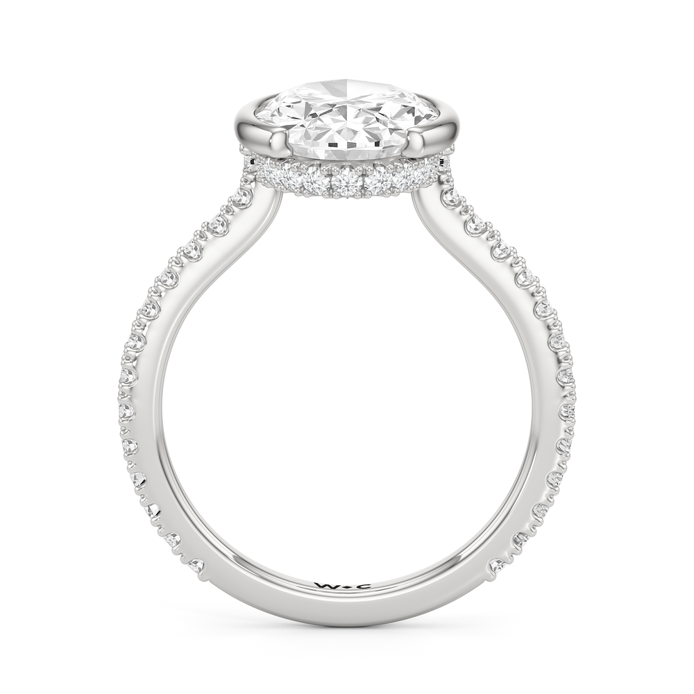 Oval Cut Half Bezel Low-Profile Engagement Ring with Lab Grown Diamond in 14KT Platinum view 5
