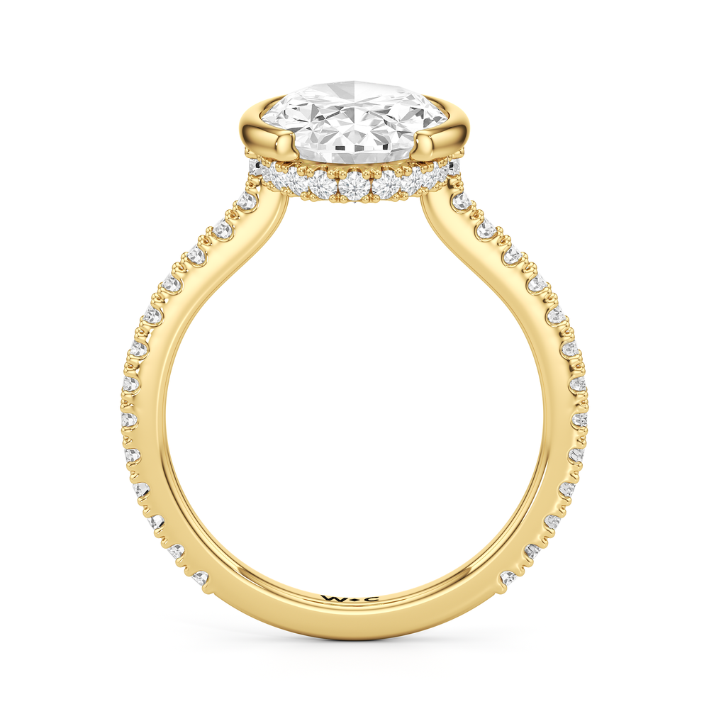 Oval Cut Half Bezel Low-Profile Engagement Ring with Lab Grown Diamond in 14KT Yellow Gold view 5
