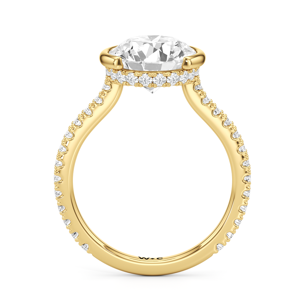 Round Cut Half Bezel Low-Profile Engagement Ring with Lab Grown Diamond in 14KT Yellow Gold view 5
