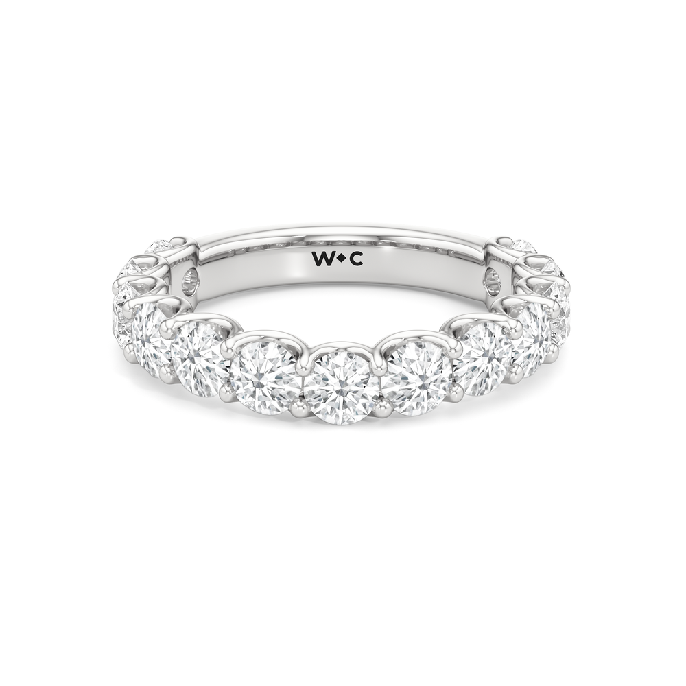 The Arc Grand Diamond Wedding Band with Platinum Cut Diamond in 14KT Platinum view 1
