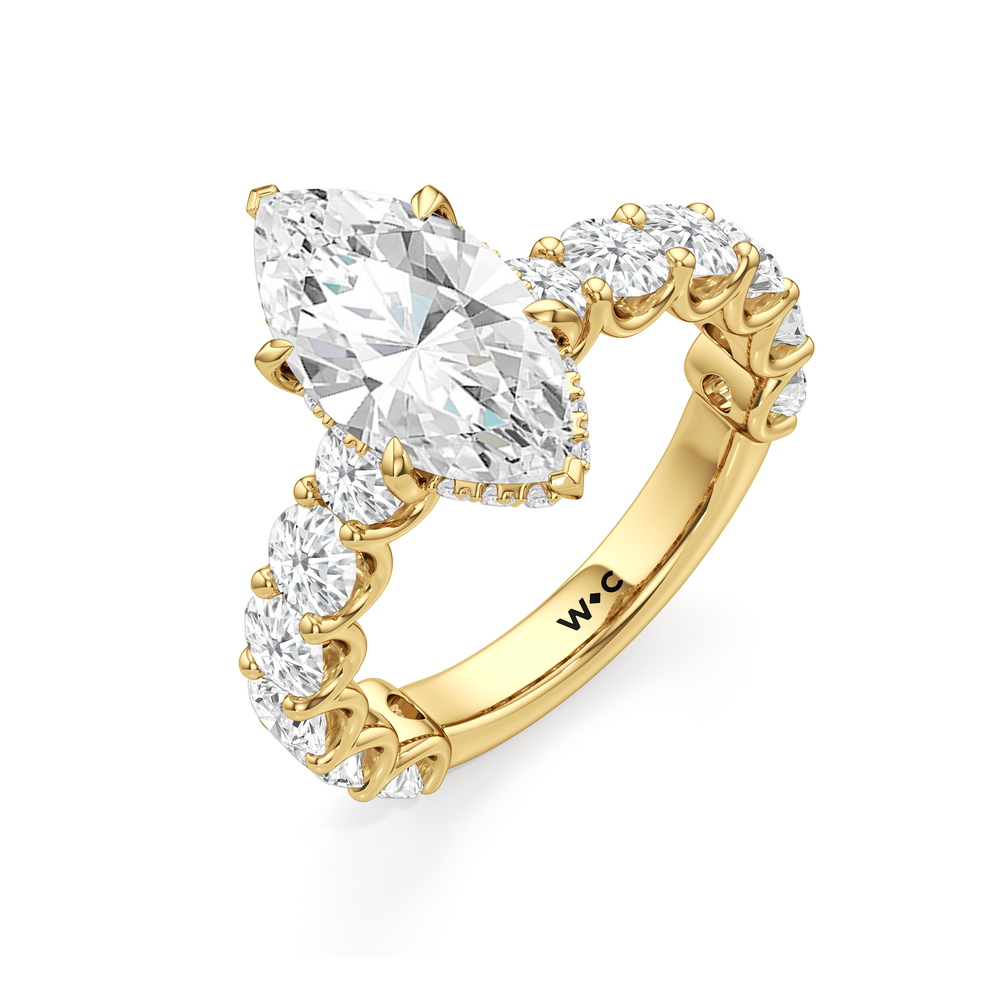 Marquise Cut The Arc Grand Ring with Lab Grown Diamond in 14KT Yellow Gold view 5
