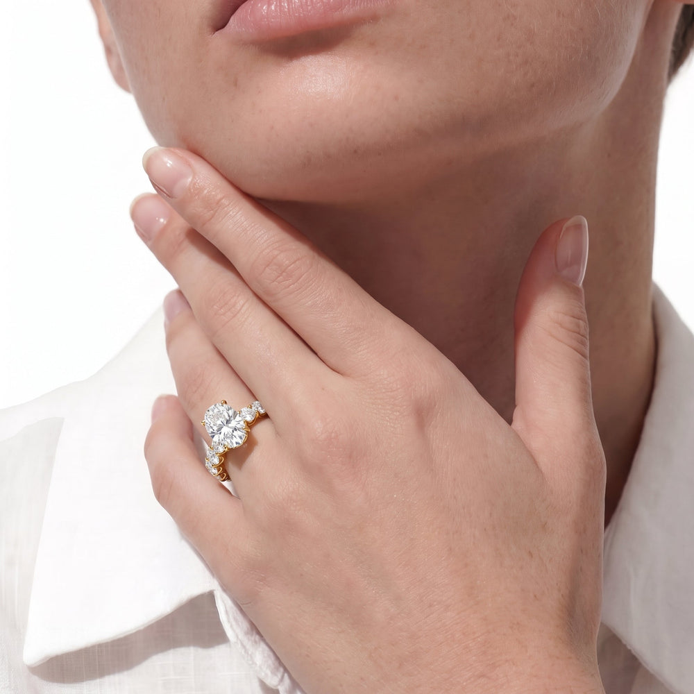 Round Cut The Arc Grand Ring with Lab Grown Diamond in 14KT Yellow Gold view 3
