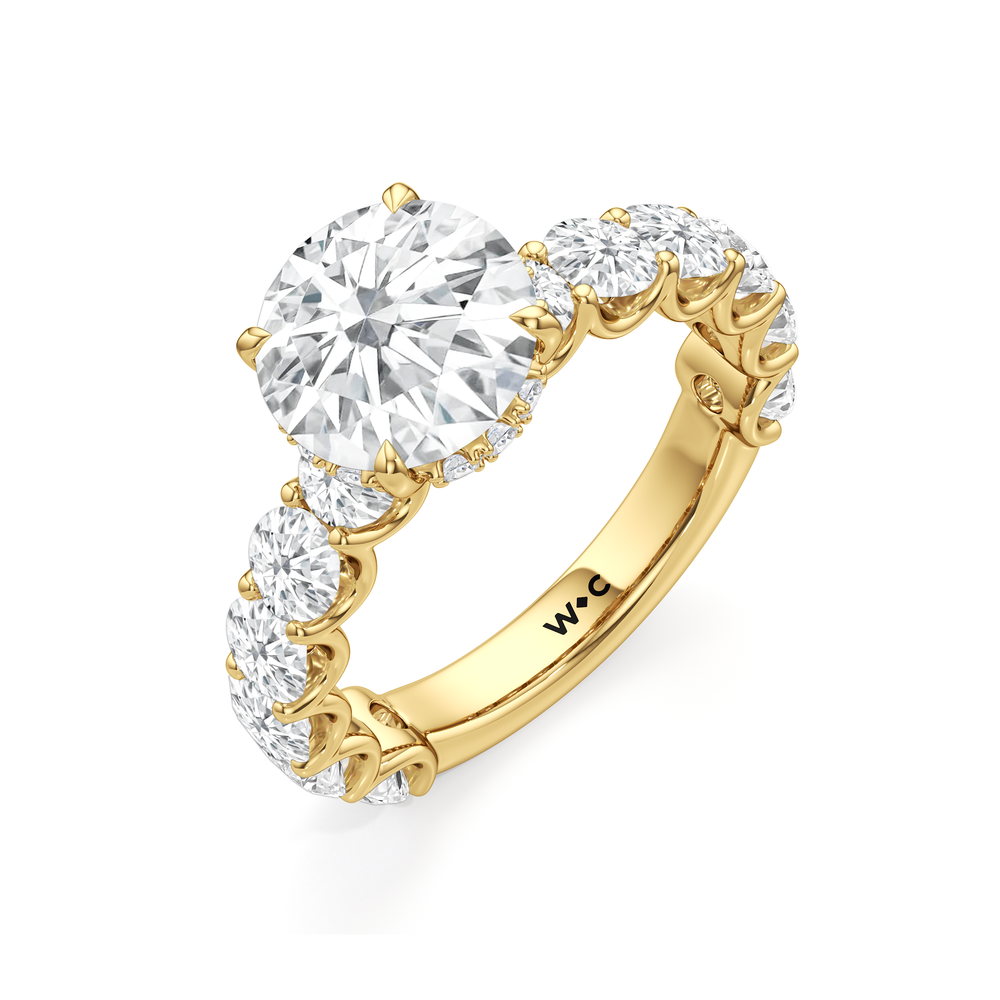 Round Cut The Arc Grand Ring with Lab Grown Diamond in 14KT Yellow Gold view 5

