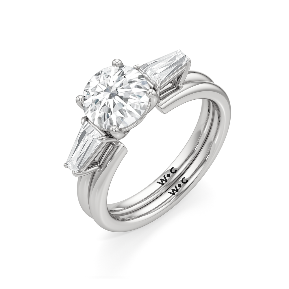 Tapered Baguette Enhancer Band with Platinum Cut Diamond in 14KT Platinum view 6

