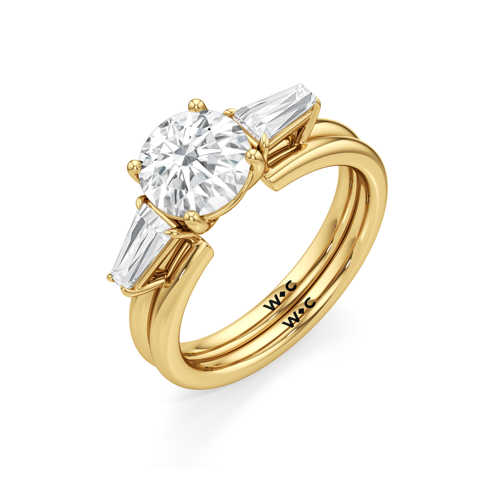 Tapered Baguette Enhancer Band with 18KT Yellow Gold Cut Diamond in 14KT Yellow Gold view 6
