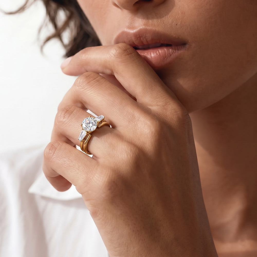 Tapered Baguette Enhancer Band with Platinum Cut Diamond in 14KT Platinum view 3
