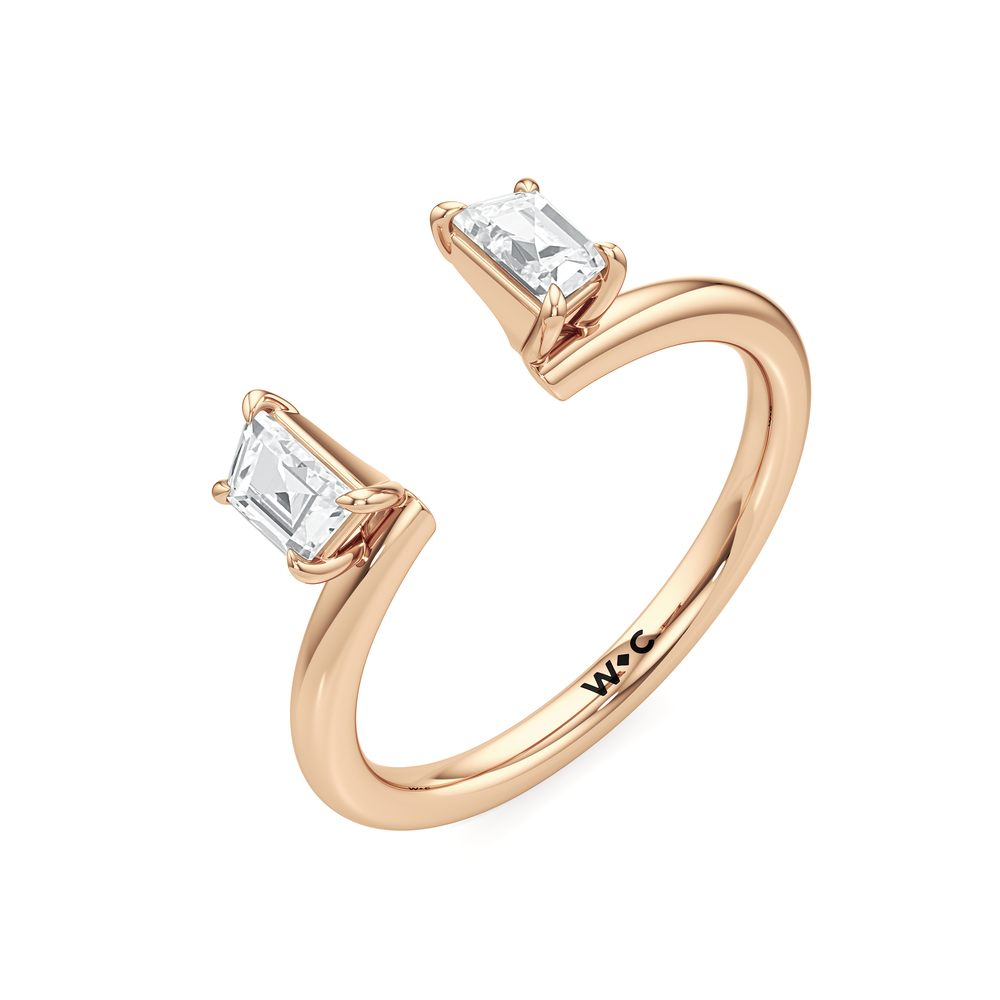 Trapezoid Enhancer Band with 18KT Rose Gold Cut Diamond in 14KT Rose Gold view 5
