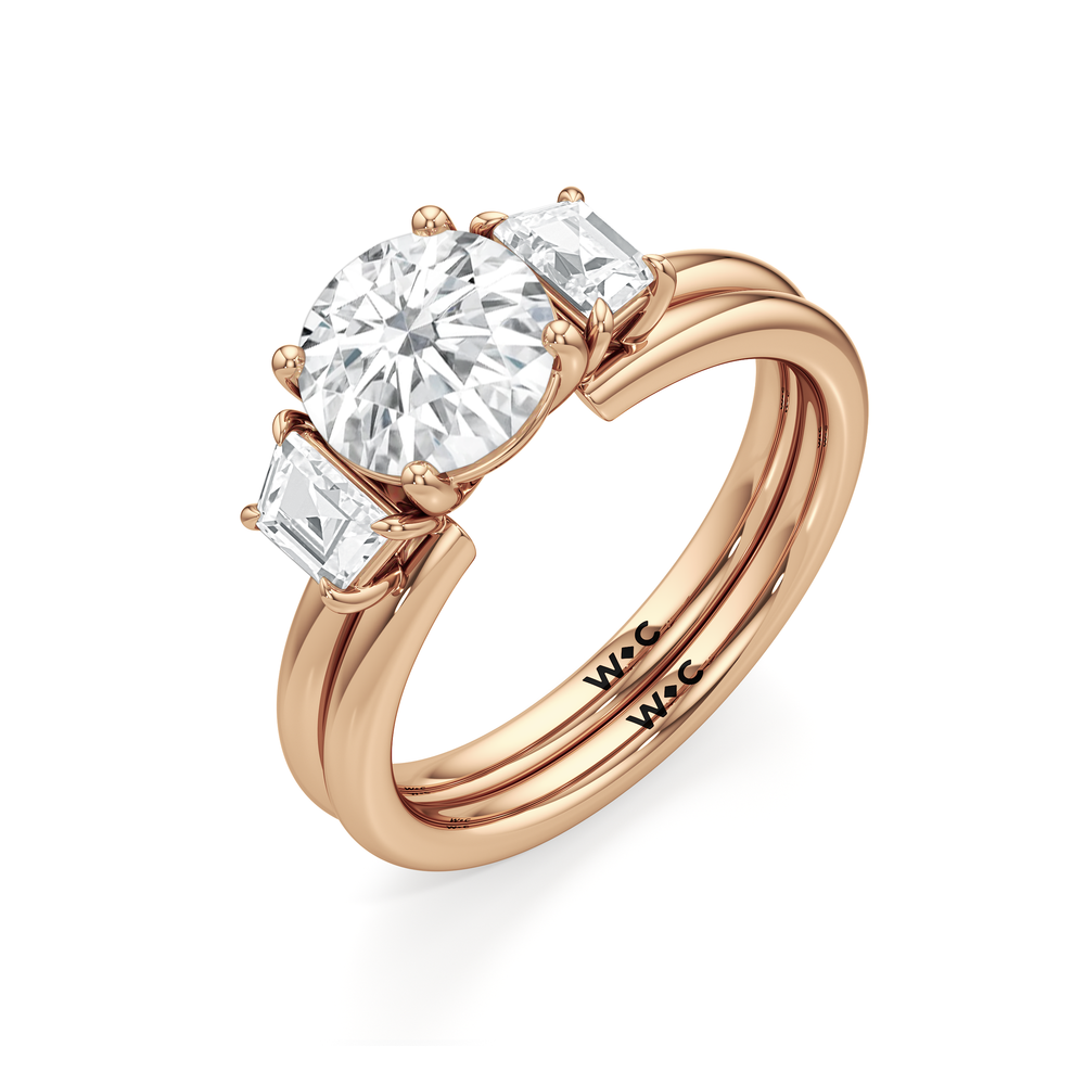 Trapezoid Enhancer Band with 18KT Rose Gold Cut Diamond in 14KT Rose Gold view 6

