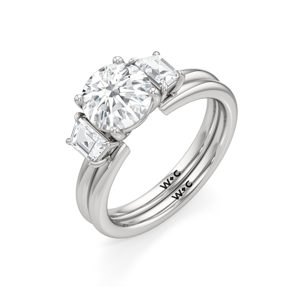 Trapezoid Enhancer Band with Platinum Cut Diamond in 14KT Platinum view 6
