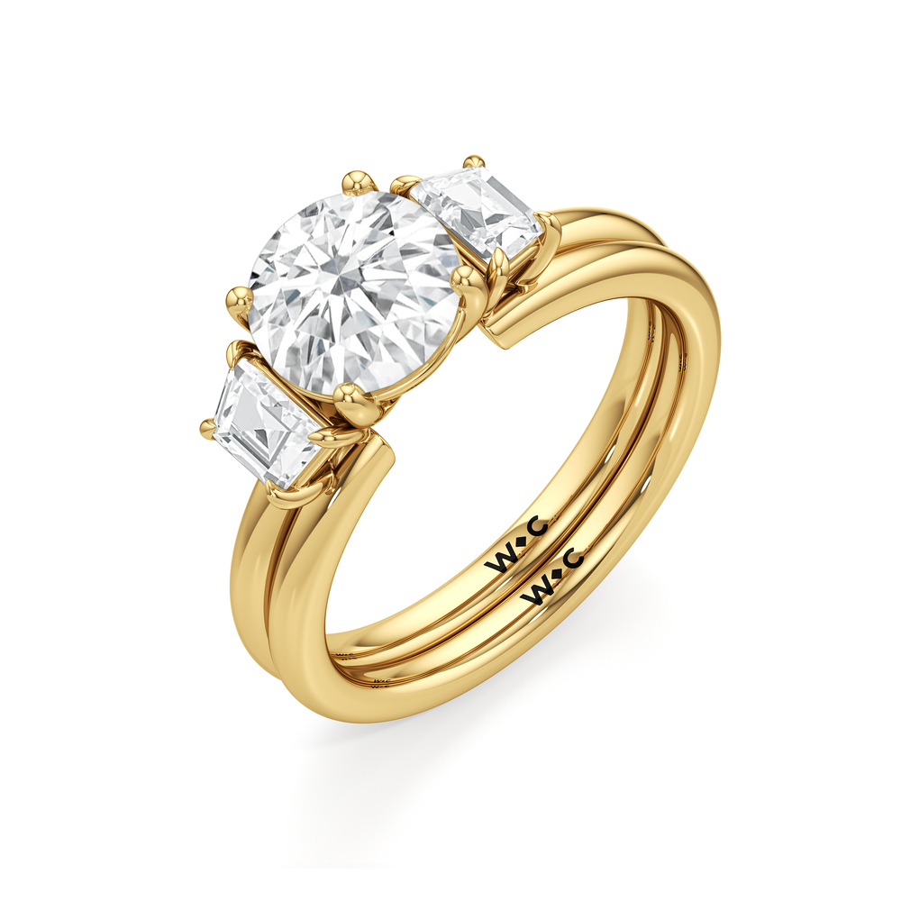 Trapezoid Enhancer Band with 18KT Yellow Gold Cut Diamond in 14KT Yellow Gold view 6
