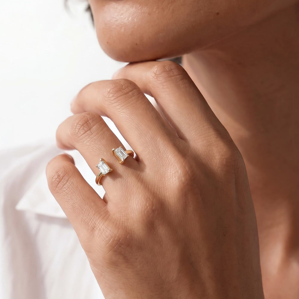 Trapezoid Enhancer Band with 18KT Rose Gold Cut Diamond in 14KT Rose Gold view 2
