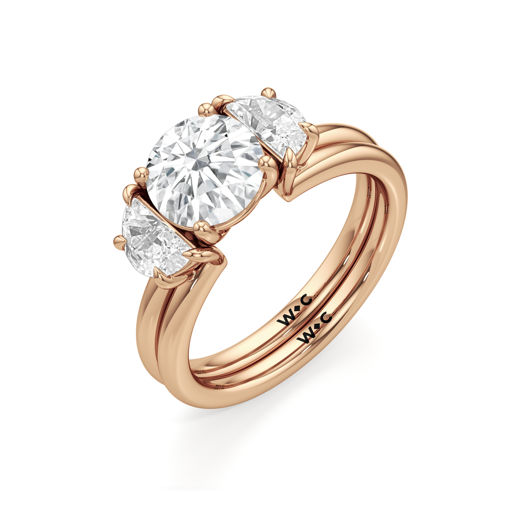 Half Moon Enhancer Band with 18KT Rose Gold Cut Diamond in 14KT Rose Gold view 6
