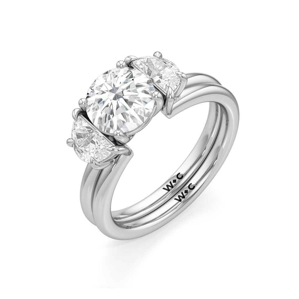 Half Moon Enhancer Band with Platinum Cut Diamond in 14KT Platinum view 6
