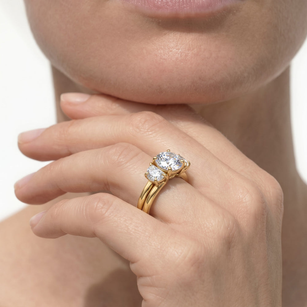 Half Moon Enhancer Band with 18KT Yellow Gold Cut Diamond in 14KT Yellow Gold view 3

