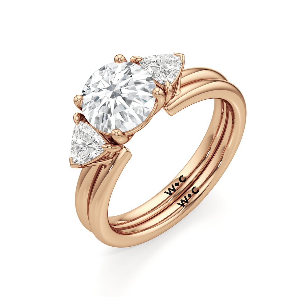 Trillion Enhancer Band with 18KT Rose Gold Cut Diamond in 14KT Rose Gold view 6
