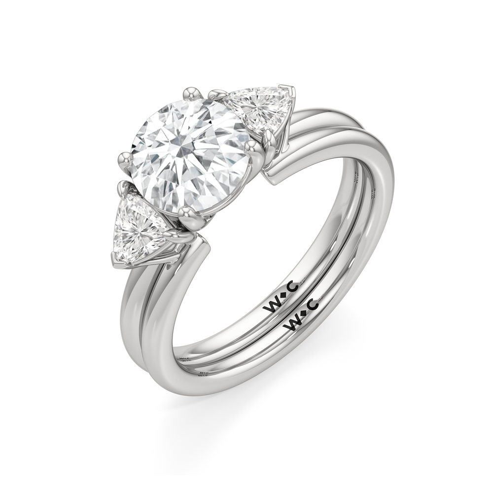Trillion Enhancer Band with Platinum Cut Diamond in 14KT Platinum view 6

