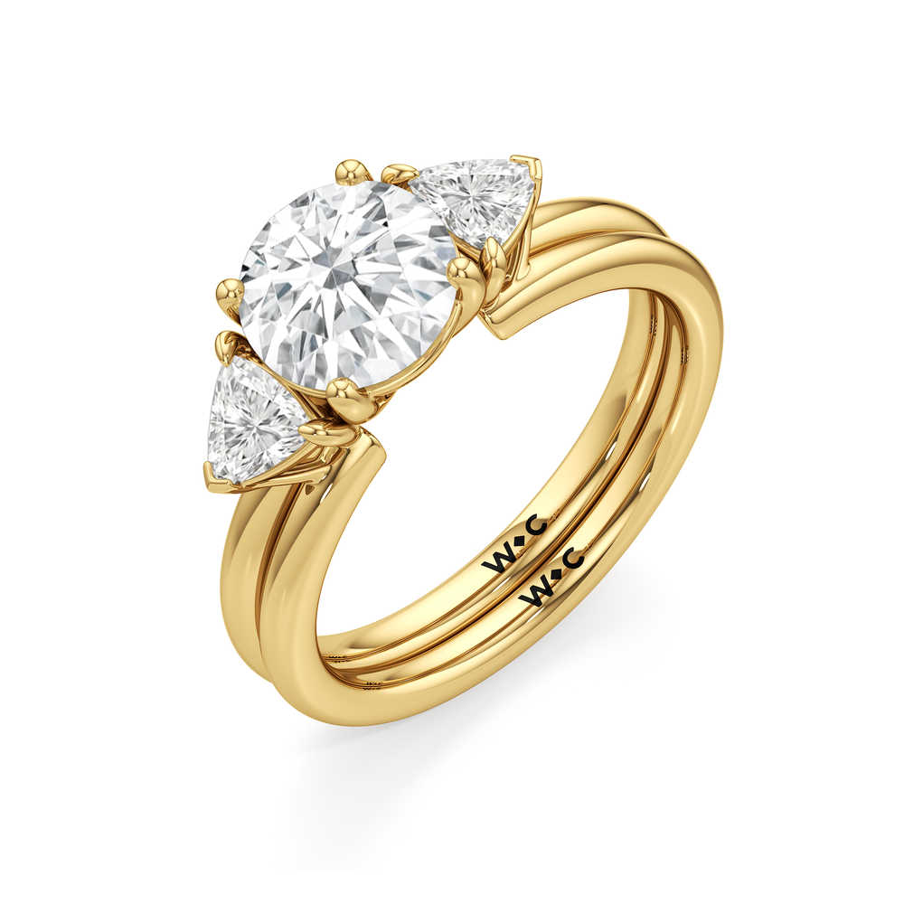 Trillion Enhancer Band with 18KT Yellow Gold Cut Diamond in 14KT Yellow Gold view 6
