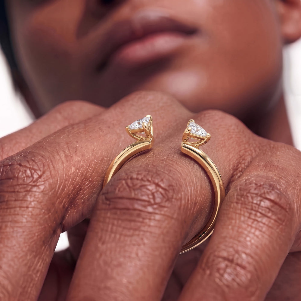 Trillion Enhancer Band with 18KT Rose Gold Cut Diamond in 14KT Rose Gold view 2
