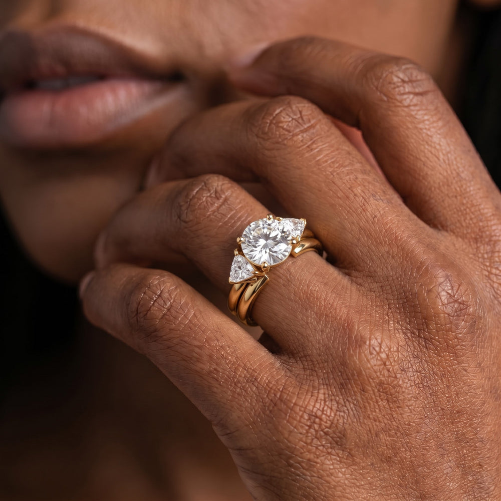 Trillion Enhancer Band with 18KT Rose Gold Cut Diamond in 14KT Rose Gold view 3
