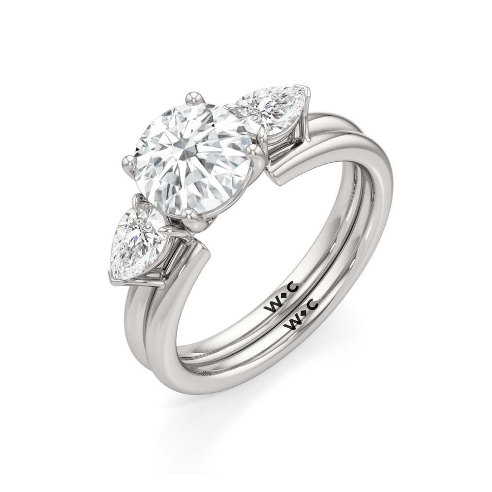 Pear Enhancer Band with Platinum Cut Diamond in 14KT Platinum view 6
