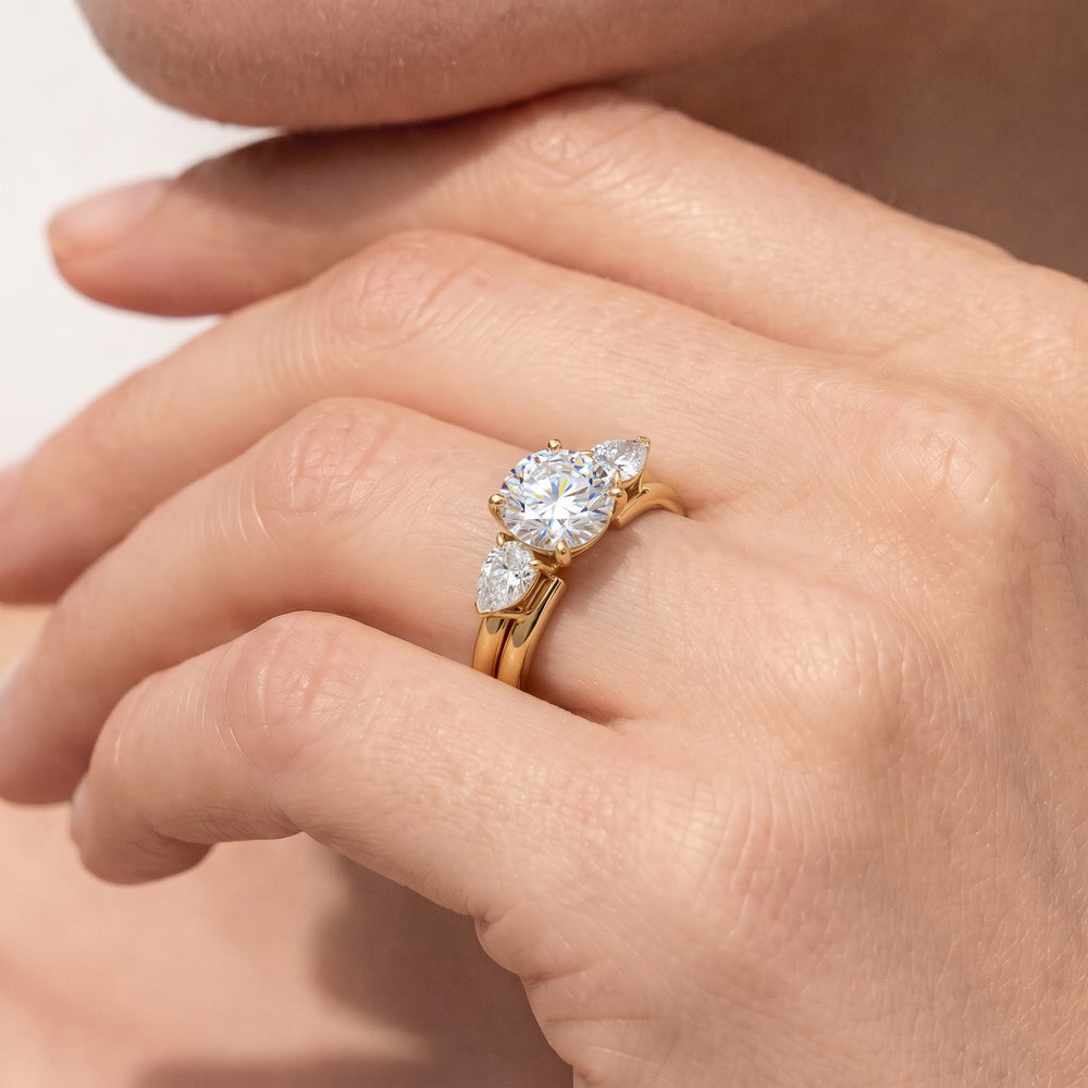 Pear Enhancer Band with 18KT Yellow Gold Cut Diamond in 14KT Yellow Gold view 3
