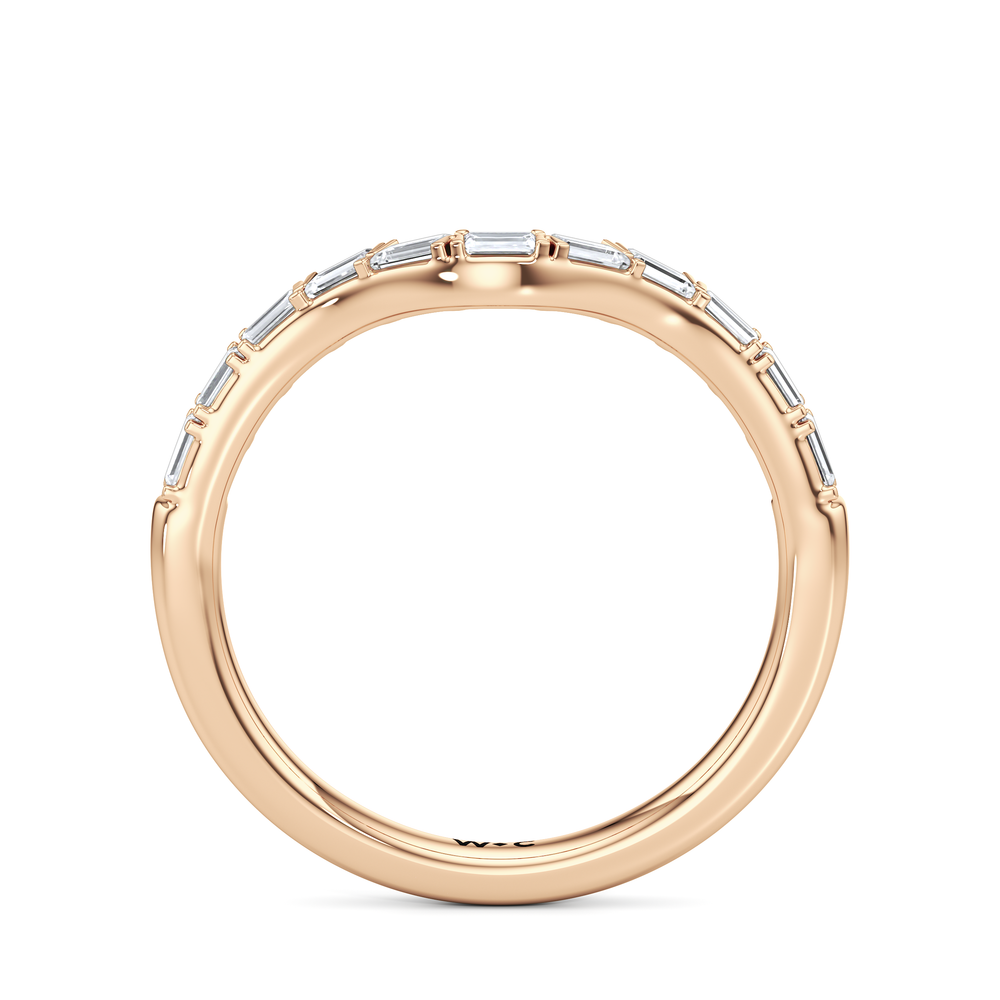 Half Moon Princess Diamond Wedding Band with 18KT Rose Gold Cut Diamond in 14KT Rose Gold view 4
