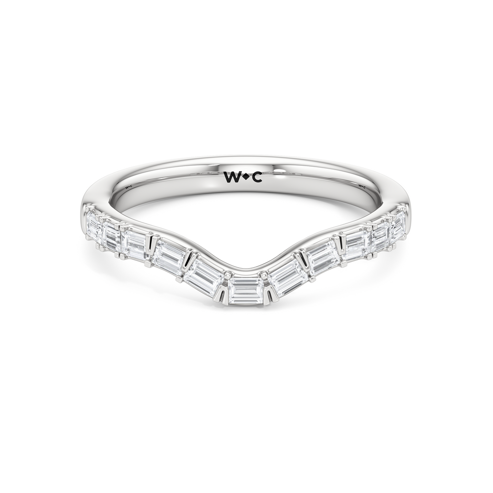Half Moon Princess Diamond Wedding Band with Platinum Cut Diamond in 14KT Platinum view 1
