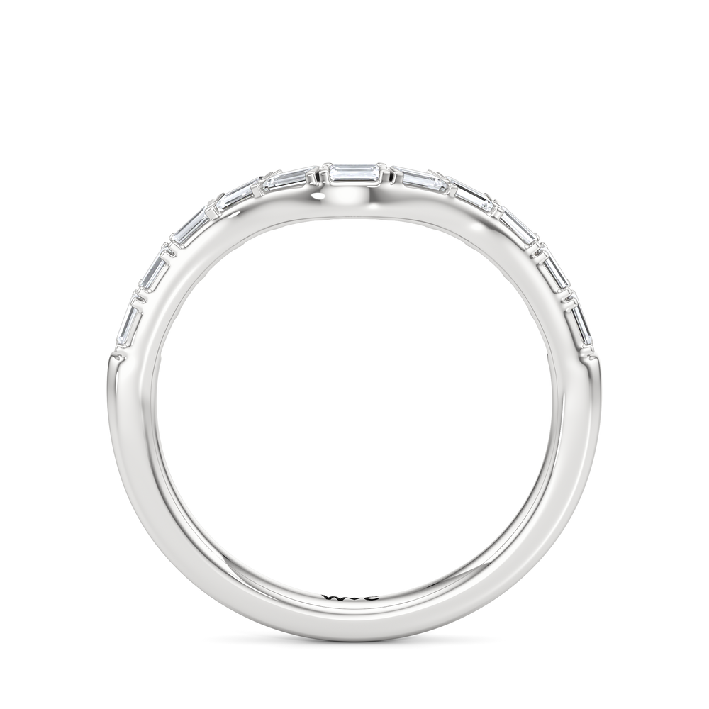 Half Moon Princess Diamond Wedding Band with Platinum Cut Diamond in 14KT Platinum view 4
