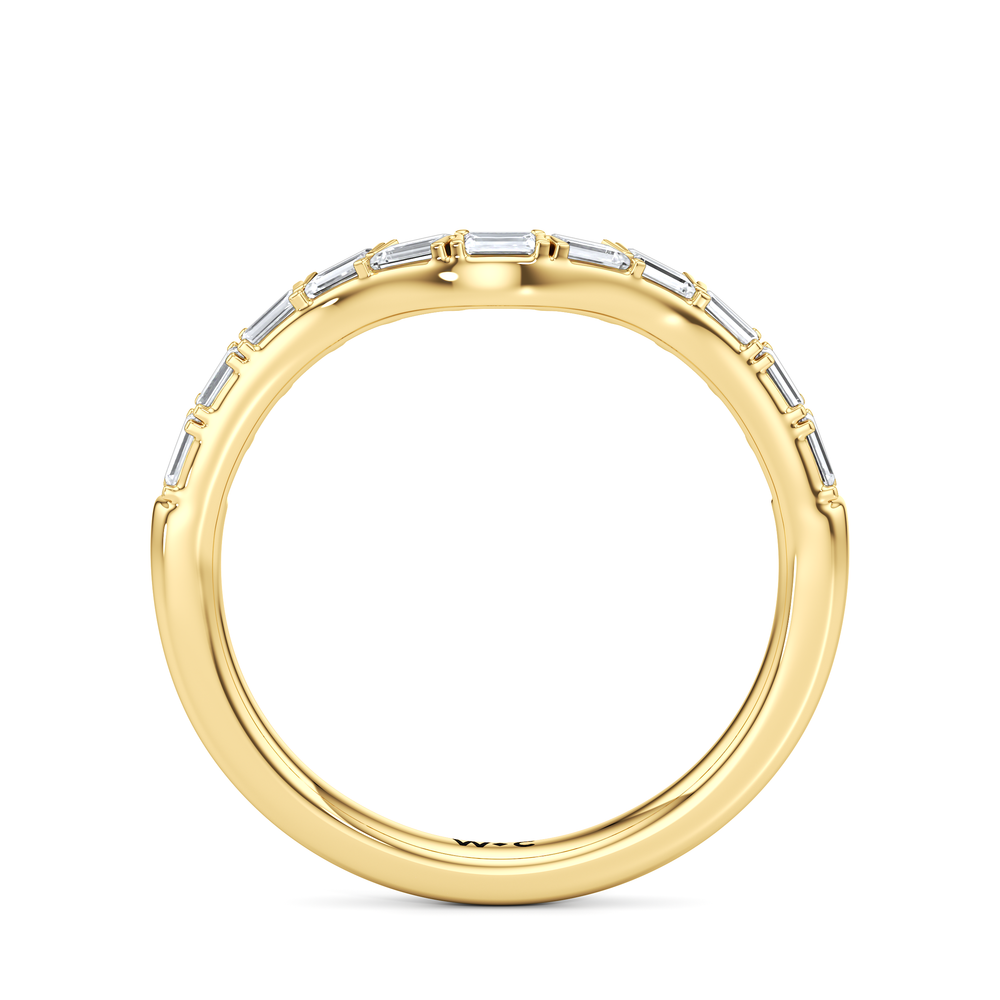Half Moon Princess Diamond Wedding Band with 18KT Yellow Gold Cut Diamond in 14KT Yellow Gold view 4
