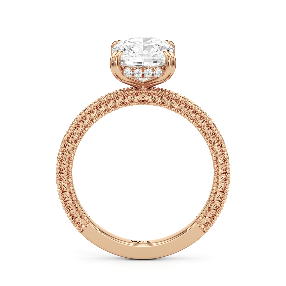 The Seraphina Ring with Elongated Cushion Cut Diamond in 14KT Rose Gold view 3
