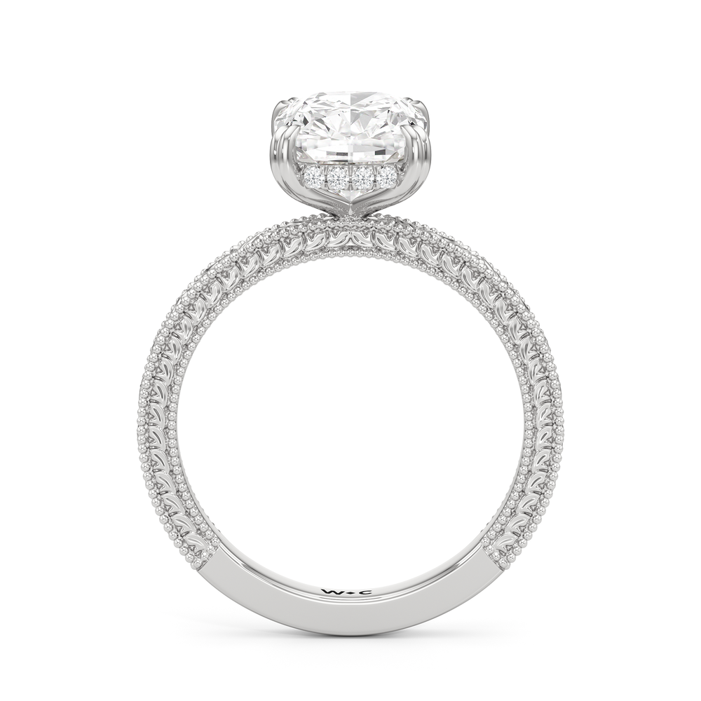 The Seraphina Ring with Elongated Cushion Cut Diamond in 14KT Platinum view 3
